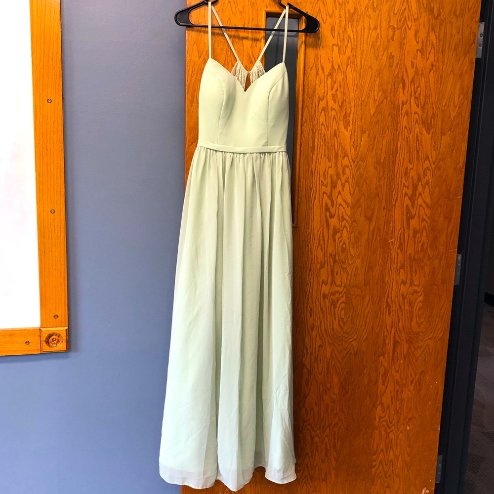 Azazie Shelly Dusty Sage Bridesmaid Dress Size A2